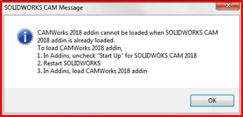 SOLIDWORKS CAM Message
